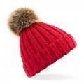 Junior Faux Fur Pom Pom Chunky Beanie