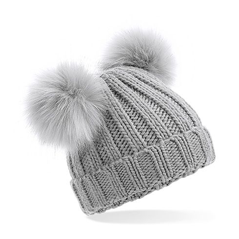 B414a Infant Faux Fur Double Pom Pom Beanie
